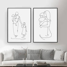 Carteles de dibujo de líneas de arte para madre e hija, arte minimalista abstracto para pared, lienzo, pintura, imágenes decorativas 2024 - compra barato