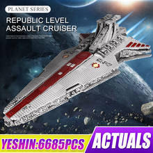 Mould King 21005 Star Space Warship Classic Ucs Republic Cruiser Set Building Blocks Bricks Toys MOC-0694 Model Christmas Gift 2024 - buy cheap
