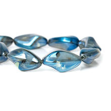 DoreenBeads-Cuentas sueltas de vidrio azul Irregular transparente, alrededor de 23mm( 7/8 ") x 13mm( 4/8"), agujero: aproximadamente 1,2mm,2 uds. 2024 - compra barato