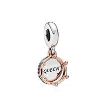 Free Shipping 925 Sterling Silver Rose Regal Queen Crown Hanging Charm Fit Original Pandora Bracelet For Women DIY Jewelry 2024 - buy cheap