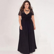 Vestido grande plus size longo de renda preto e vermelho, vestidos femininos 2xl 3xl 4xl 5xl 6xl dg124 2024 - compre barato