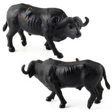 Animal doméstico de plástico para niños, modelo clásico de vaca de agua sólida de búfalo negro africano, Zoo, Juguetes 2024 - compra barato