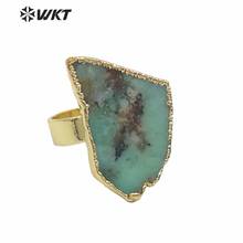 WT-R362 WKT new stone ring women gold electroplated Australia chysoprase jades stone ring in irregular shape 2024 - buy cheap