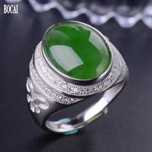 BOCAI 2020 новое 100% Настоящее мужское кольцо из чистого серебра s925, модное ювелирное изделие, инкрустированное натуральное кольцо из яшмы для мужчин 2024 - купить недорого