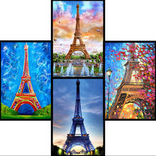 Pintura diamante completa 5d bricolagem diamante bordado paris torre eiffel pintura diamante ponto cruz joalheiro embutido 2024 - compre barato