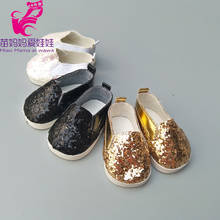 For 43cm  Babies Born Doll Casual Shoes Black Golden Color 18' Girl Doll Sequin Sneackers Shoes Toys 2024 - compre barato