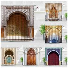 Morocco Retro Door Shower Curtains Golden Old Building Arch Modern Waterproof Polyester Fabric Home Decor Bathroom Curtain Sets 2024 - buy cheap