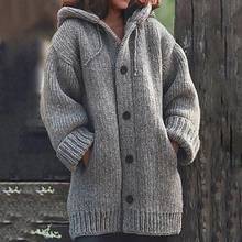 Autumn Winter Women Cardigans Sweater Coat Warm Sweater Coats Loose Knitted Coat Women Long Cardigan Oversized Hooded 2024 - buy cheap
