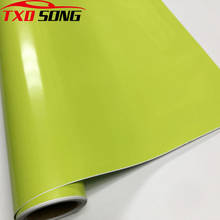 10/20/30/40/50/60*152CM/Lot Premium quality Lime green Glossy Vinyl Sticker Glossy film Wrap with air free bubbles 2024 - buy cheap