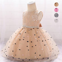 Elegant Baby Girls Fromal Princess Dresses Newborn Kids Baptism Dresses Embroidery Dot Birthday Party Photography Clothes 0-4Y 2024 - buy cheap