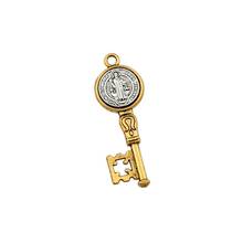 50pcs 2Colors Zinc Alloy Saint Benedict Medal Cross Key Charm Pendants DIY Religious Christmas Jewelry14.5X42MM A-577 2024 - buy cheap