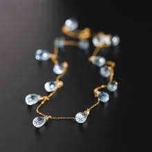 Dmbs116 colar feminino de pedra preciosa, colar topázio amarelo 18k cor de ouro 2024 - compre barato