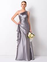 New Silver Long Bridesmaid Dresses 2019 Pleated Ruffles One Shoulder Bridesmaid Dress Pageant Dress Vestidos De Festa 2024 - buy cheap