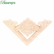 Bowarepro 1pc madeira esculpida flor decalque de canto onlay apliques quadro para móveis para casa decoração da porta do armário parede artesanato diy 2024 - compre barato