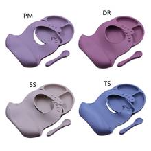 3pcs Baby Feeding Set Food Grade Silicone Bib Spoon Bowl Suction Plate Tableware G99C 2024 - buy cheap