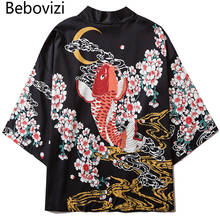 Bebovizi Koi Cherry Blossoms Japanese Style Ukiyo-e Kimono Haori Men Women Cardigan Traditional Japanese Clothing Asian Clothes 2024 - buy cheap