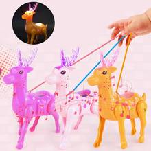 Electric Walking Sika Deer Animal Toy with LED Music Leash Interactive Kids Toy 2024 - buy cheap