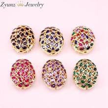 5PCS, Colorful Crystal Zircon Oval Beads, Micro Pave CZ Spacer Connector Beads DIY Jewelry Findings 2024 - buy cheap