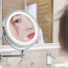 Espelho de parede para banheiro, led, maquiagem, ampliação 10x, ajustável, cosmético, espelho de parede, toque com escurecimento 2024 - compre barato