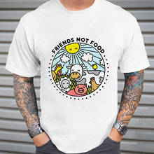 100% Cotton Animals Are Friends Not Food Go Vegan Shirt Animals Cow Chicken Vegetarian T Shirt Summer Top Tees 2024 - buy cheap