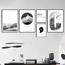 Black White Home Decoration Painting Landscape Mountain Peak Living Room Wall Canvas Poster Travel Simple Text Print Book Store 2024 - buy cheap