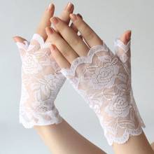 Women Summer Floral Lace Fingerless Gloves UV Sun Protection Driving Mittens 2024 - buy cheap