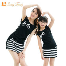 Family Matching Outfits Mother Daughter Dresses Family Clothing For Mother And Daughter Cotton Striped Clothes Set Family Look 2024 - buy cheap