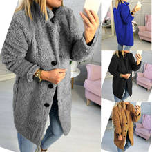 Goocheer Women Faux Fur Long Jacket Female Winter Single Breasted Thick Warm Solid Coat Fleece Soft Long Outerwear 2024 - buy cheap