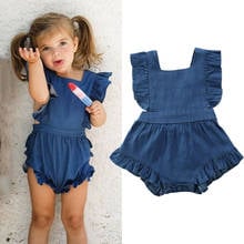 Cute Toddler Kid Baby Girls Ruffle Clothes Sleeveless Bodysuit Jumpsuit Summer Set 2024 - buy cheap