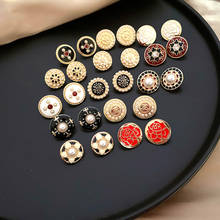 Vintage Button Earrings Enamel Pearl Glitter Rhinestones Round Stud Earrings For Women Girls Travel Jewelry 2024 - buy cheap