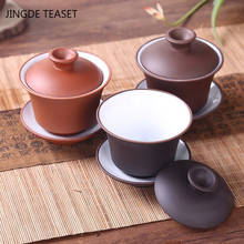 Purple Clay Gaiwan Teacup Handmade Tea tureen Bowl Chinese Retro  Tea set Accessories Tea Ceremony Drinkware Home 150ml Tea cups 2024 - buy cheap