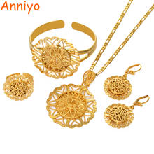 Anniyo-Conjuntos de joyería de Dubái, collares con colgante africano, pendientes, brazalete, anillos, Joyería Árabe, novia, regalos de boda #120106 2024 - compra barato