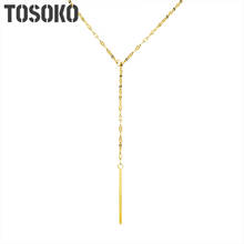 TOSOKO Stainless Steel Jewelry Y-Shaped Neck Chain Tassel Short Necklace Women's Fashion Clavicle Chain BSP529 2024 - buy cheap
