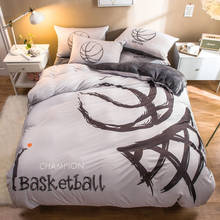 2020 bed 4pcs Velvet Cartoon Bedding Set Duvet Cover Sheet Pillowcase Queen twin Size Basketball Bed Linen 2024 - buy cheap