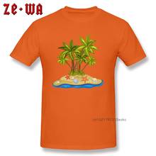 Summer T-shirt Men Holiday Tops Beach Coconut Tree 3D Tees Printed Mens T Shirts 100% Cotton Orange Tshirt High Street Clothes 2024 - buy cheap