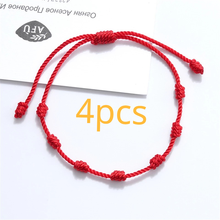 Pulseira de corda vermelha de 7 nós, pulseira para proteção de mau olhado, boa sorte, amuleto para o sucesso e a prosperidade, 4 peças 2024 - compre barato