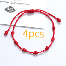 Pulsera de la Amistad cordel con 7 nudos, amuleto de buena suerte para el éxito y la prosperidad, protección contra el mal de ojo, 4 Uds. 2024 - compra barato