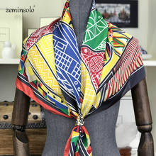90*90cm Silk Square Scarves Women Element Printed Foulard Hijab Bandana Lady Neckerchief High Quality Satin Silk Scarf Shawls 2024 - buy cheap