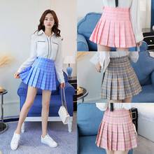 Women's Plaid Pleated Skirts 2020 New Fashion Casual Korean Version Slim High Waist Mini Skirts Tee Girls College Style 2024 - buy cheap