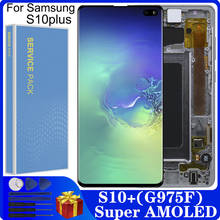 Tela lcd super amoled para smartphone, 6.4 polegadas, para samsung galaxy s10 plus drive g975f, com sensor de toque 2024 - compre barato