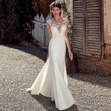 Fashion Sexy Wedding Dress Appliques Sleevesless Custom Made Satin Bridal Gowns Vestidos De Noiva 2024 - buy cheap