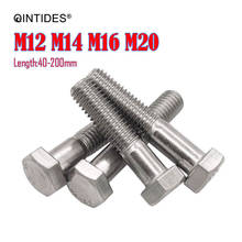 QINTIDES-pernos de cabeza hexagonal M12, M14, M16, M20, tornillo de acero inoxidable 304 con rosca media 2024 - compra barato