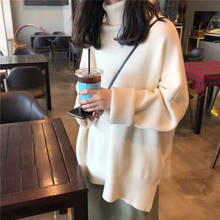Японский свитер с высоким воротником Женская Повседневная осенне-зимняя одежда женские свободные пуловеры для ленивых с длинными рукавами Топы для женщин 2024 - купить недорого