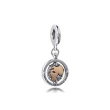 Colgante de plata esterlina 2021 para mujer, abalorio para el Día de San Valentín, "You Mean the World to Me", apto para pulseras de cuentas, regalo DIY, joyería 925 2024 - compra barato