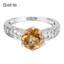 Baihe prata esterlina 925 2.12ct redondo genuíno citrino impecável noivado feminino na moda jóias finas presente redondo citrino anel 2024 - compre barato