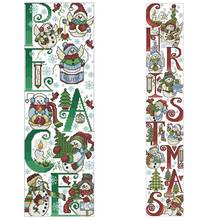 Рождественские узоры баннер со снеговиком засчитаны 11CT 14CT 18CT наборы для вышивки крестиком вышивка 2024 - купить недорого