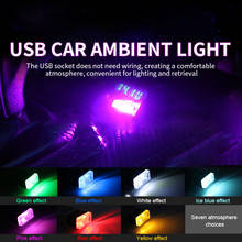 Luz usb para interior do carro, 2 peças, 7 cores, mini lâmpadas usb, luz de atmosfera usb, luz decorativa ambiente, acessórios para automóveis 2024 - compre barato
