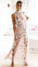 2021 Summer New Style Fashion Women Sleeveless Chiffon Casual Beach Long Floral Dress Party Dresses 2024 - buy cheap