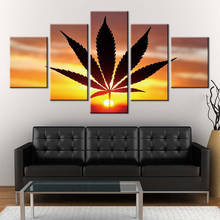 Canvas Painting Wall Art Framework HD Prints 5 Pieces Sunset weeds Picture leaf Poster for Home Decor frame 2024 - buy cheap