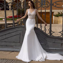 Vestidos De novia elegantes y ajustados De sirena, apliques De encaje, vestidos De novia largos formales sin mangas, vestido De boda Simple 2024 - compra barato